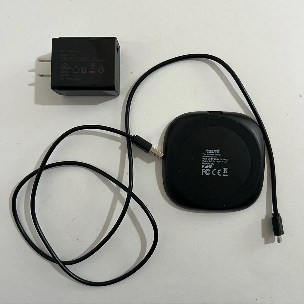 tzumi Fast Wireless Charger Includes Charge Pad Cable Wall Charger